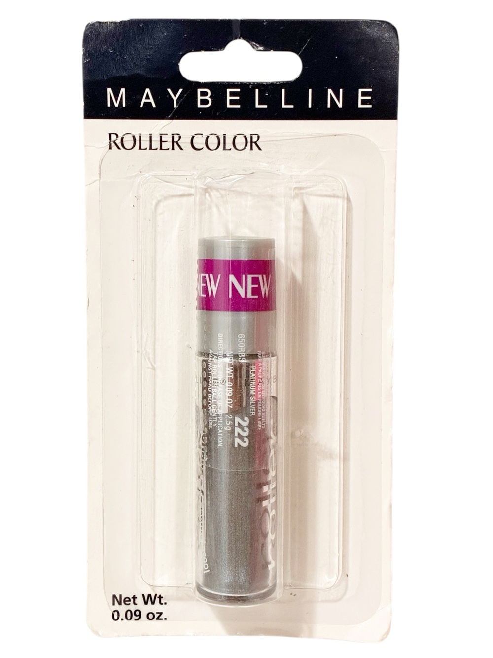 MAYBELLINE ROLLER COLOR ROLL ON EYESHADOW Shade 222 Platinum Silver NEW